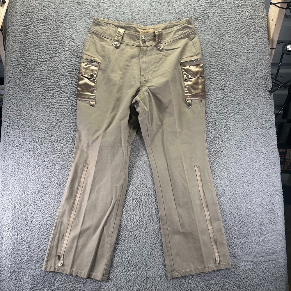 Crest Pant Womens 20 Beige Cotton Cargo Flared Leg Workwear Utility Ankle-Zip